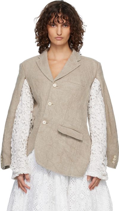 Comme des Garçons Comme des Garçons Beige Linen Super Heavy Canvas & Cotton Lace Blazer