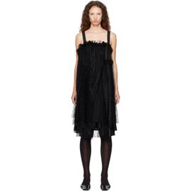 Comme des Garçons Comme des Garçons Black Gabardine Medium X Georgette Midi Dress