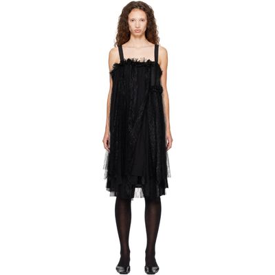 Comme des Garçons Comme des Garçons Black Gabardine Medium X Georgette Midi Dress