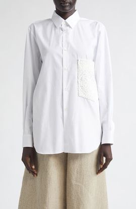 Comme des Garçons Comme des Garçons Cotton Broadcloth Button-Up Shirt with Chemical Lace Pocket