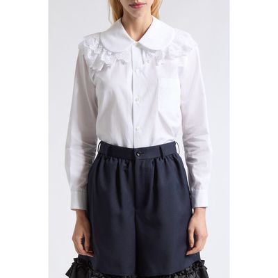 Comme des Garçons Comme des Garçons Cotton Broadcloth Shirt with Lace Ruffles