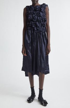Comme des Garçons Comme des Garçons Gathered Ruffle Satin Dress