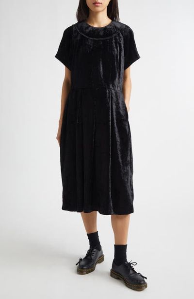 Comme des Garçons Comme des Garçons Pleated Crushed Velvet A-Line Dress