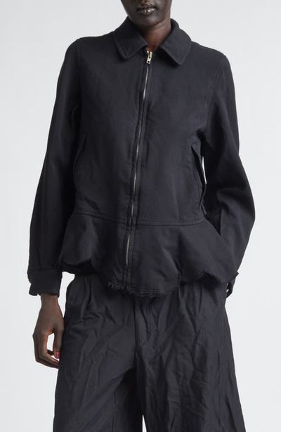 Comme des Garçons Comme des Garçons Raw Edge Gabardine Peplum Jacket