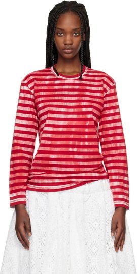 Comme des Garçons Comme des Garçons Red Cotton Jersey Stripe Garment Treated T-Shirt