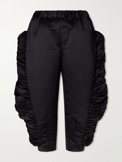 COMME des GARÇONS Cropped ruffled satin slim-fit capri pants