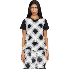 Comme des Garçons Girl Comme des Garçons Girl Black & White Gather Tape Decoration T-shirt