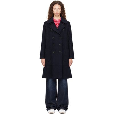 Comme des Garçons Girl Comme des Garçons Girl Navy Wool Nylon Melton Coat