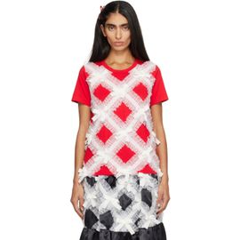 Comme des Garçons Girl Comme des Garçons Girl Red & White Gather Tape Decoration T-shirt
