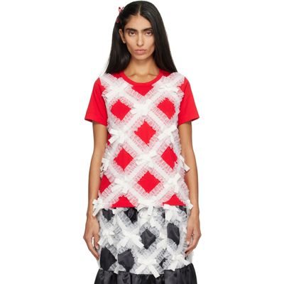 Comme des Garçons Girl Comme des Garçons Girl Red & White Gather Tape Decoration T-shirt