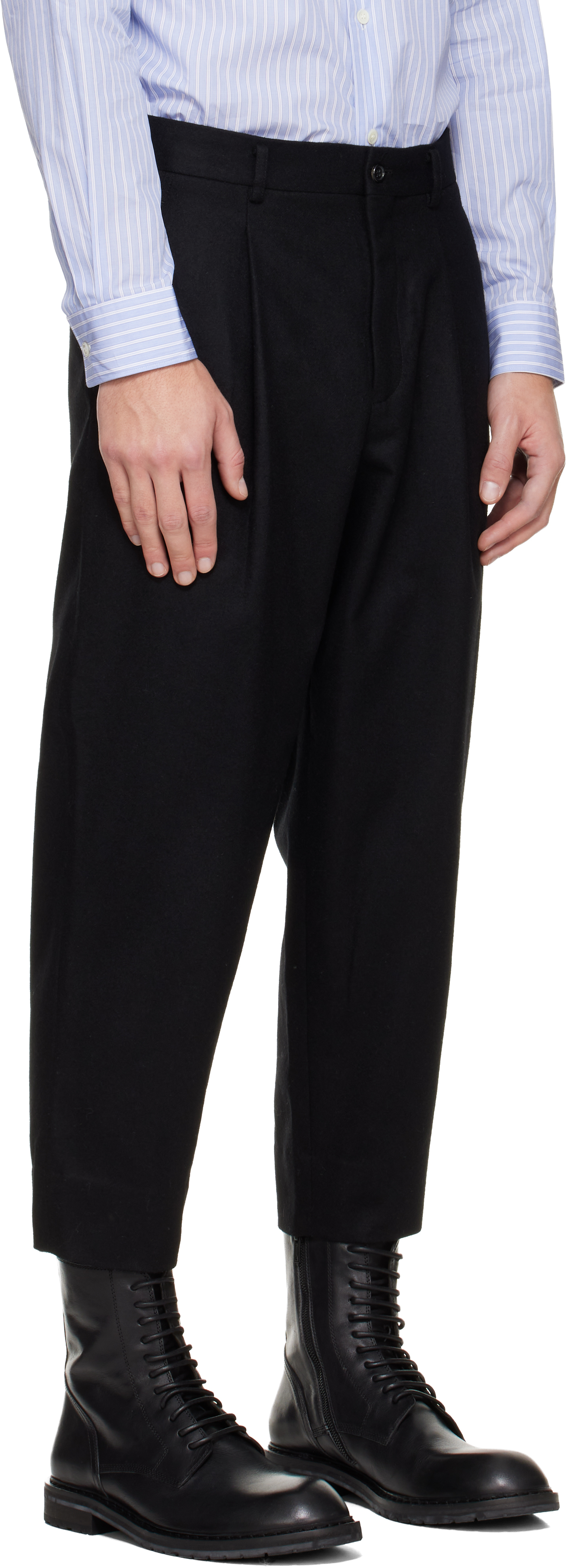 Comme des Garçons Homme Plus - Black Wool Nylon Flannel Trousers