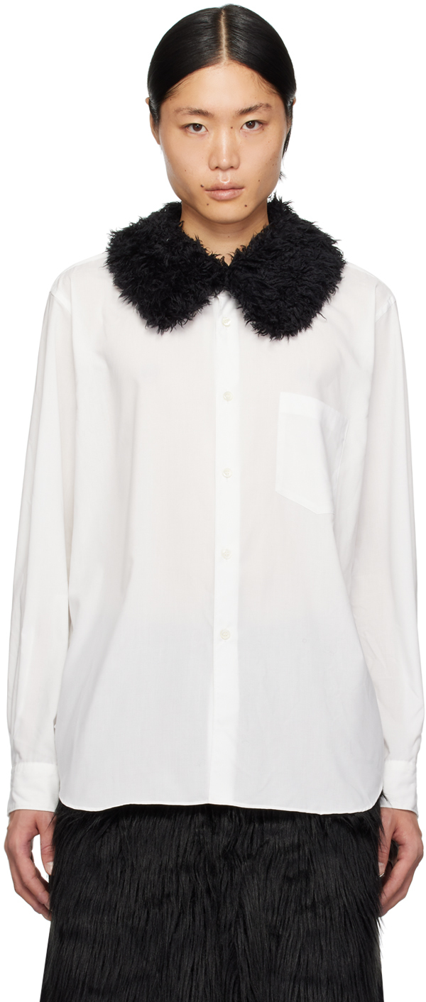 Comme des Garçons Homme Plus - White Faux-Fur Collar Shirt