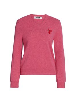 Comme des Garçons PLAY Women's Double Heart V-Neck Pullover