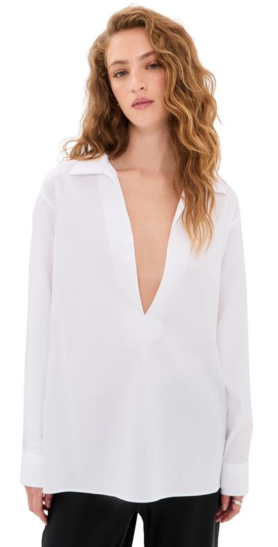 Comme Si Comme Si Deep V Blouse White