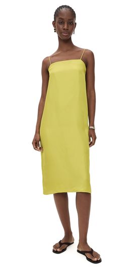 Comme Si Comme Si Everyday Silk Dress Chartreuse