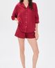 Comme Si Comme Si Notched Collar Long Sleeve Shirt Deep Red - 5