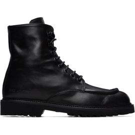 Common Projects Common Projects Black Piuma Leather Lace-Up Boots