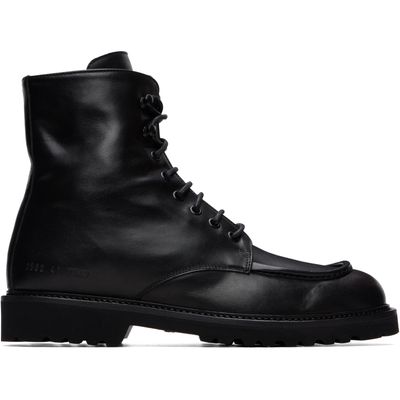 Common Projects Common Projects Black Piuma Leather Lace-Up Boots