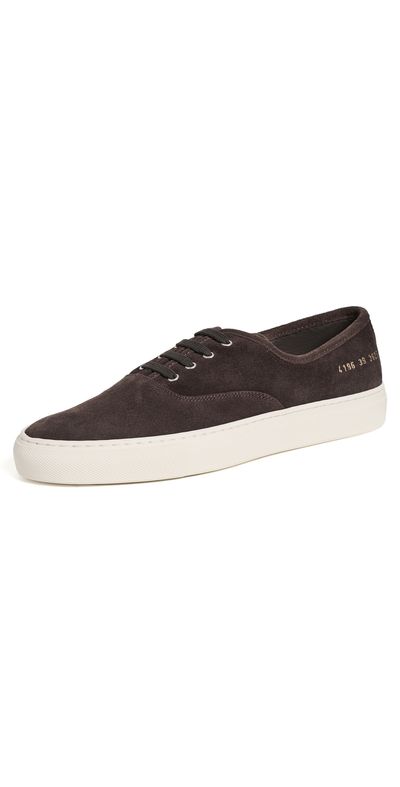 Common Projects Common Projects Four Hole Slip On In Suede Moka