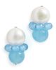 Completedworks Completedworks Freshwater Pearls Agate Bead Earrings Silver Plated Blue One - 1