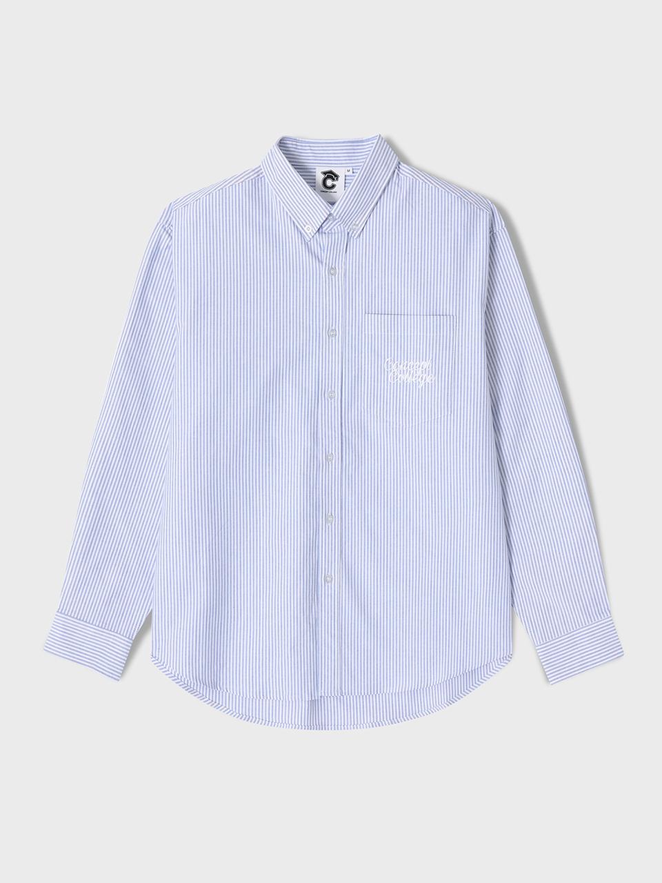 conceptcollege Basic Logo One Pocket Oxford Stripe Shirt_Blue