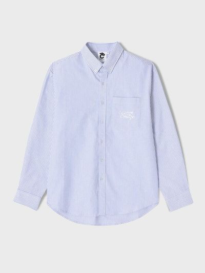 conceptcollege Basic Logo One Pocket Oxford Stripe Shirt_Blue