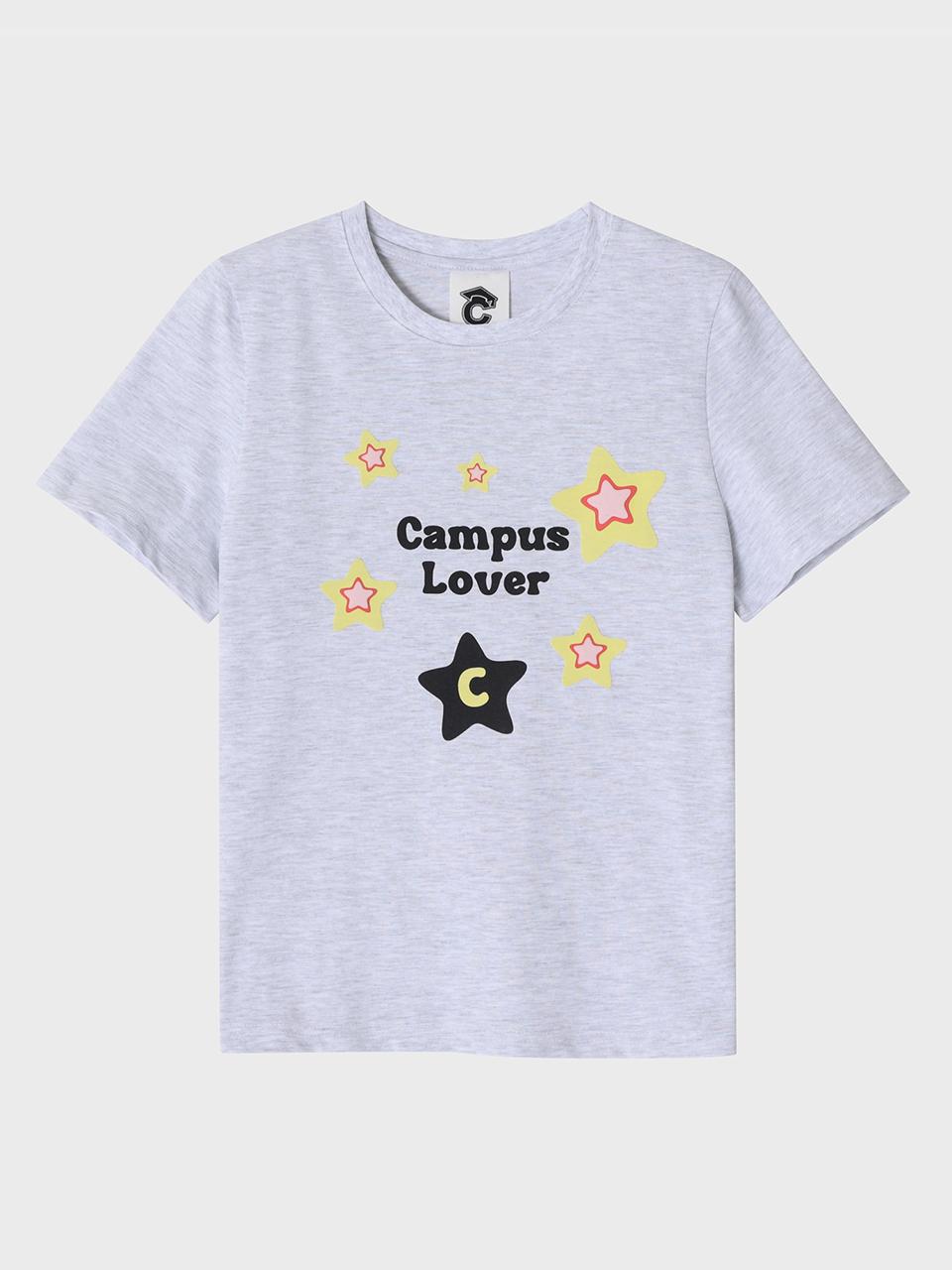 conceptcollege Campus Lover with Star Crew Neck Light Gray T-Shirt