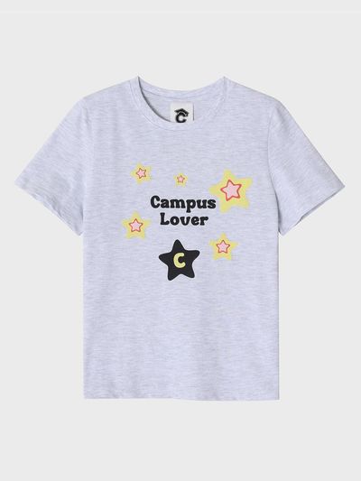 conceptcollege Campus Lover with Star Crew Neck Light Gray T-Shirt