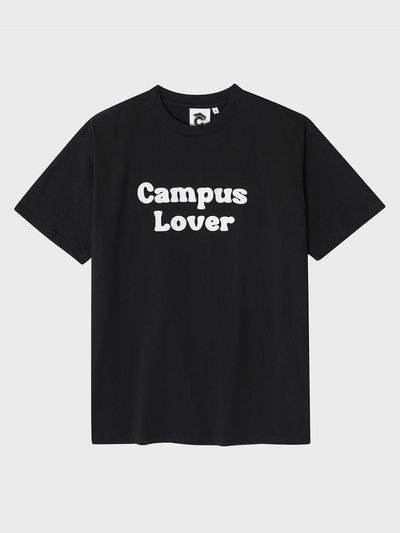 conceptcollege Embossed 'Campus Lover' Black Short-Sleeved T-Shirt