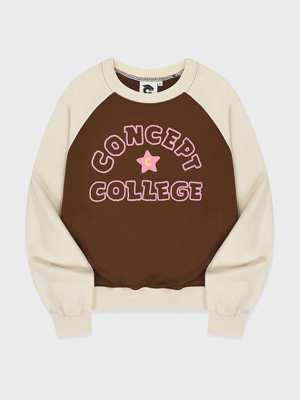 conceptcollege Hand Logo Raglan Sweatshirt_Brown/Light beige