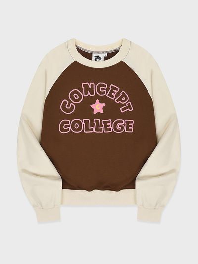 conceptcollege Hand Logo Raglan Sweatshirt_Brown/Light beige