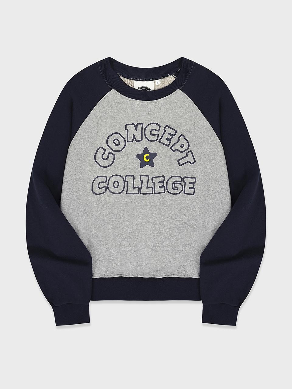 conceptcollege Hand Logo Raglan Sweatshirt_Gray/Navy