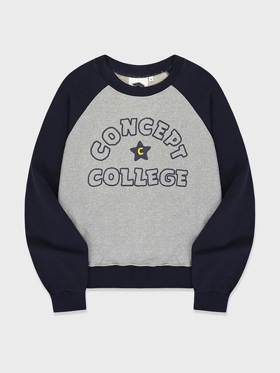 conceptcollege Hand Logo Raglan Sweatshirt_Gray/Navy