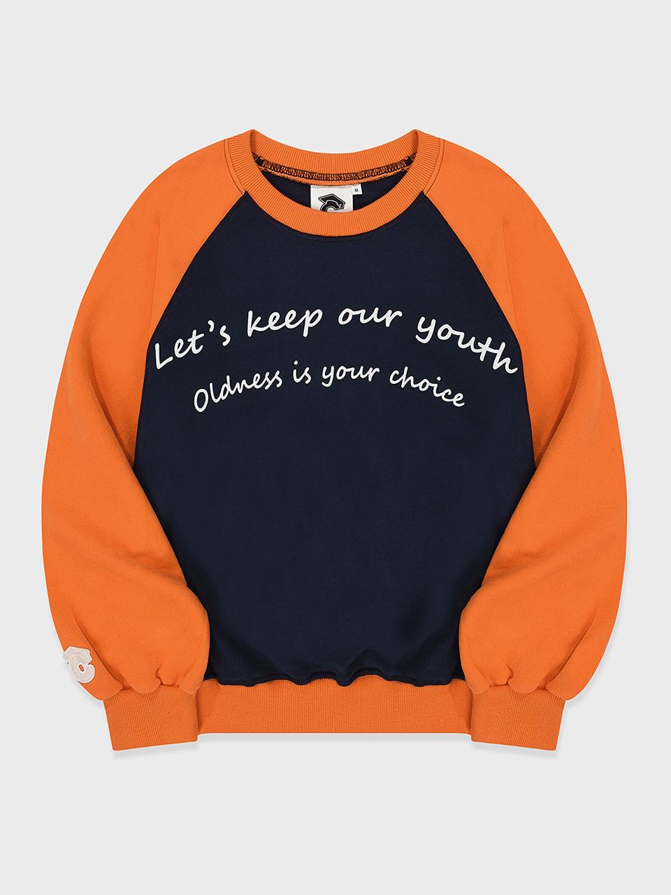 conceptcollege Lettering Raglan Sweatshirt_Navy/ORANGE