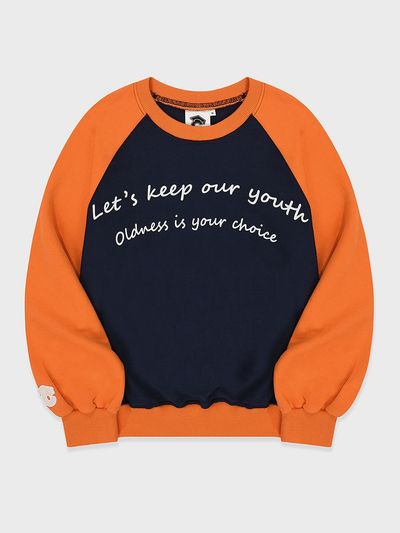 conceptcollege Lettering Raglan Sweatshirt_Navy/ORANGE