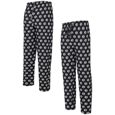 CONCEPTS SPORT Men's Concepts Sport Black Brooklyn Nets Allover Logo Print Gauge Sleep Pants 