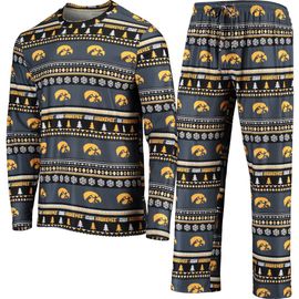 CONCEPTS SPORT Men's Concepts Sport Black Iowa Hawkeyes Ugly Sweater Long Sleeve T-Shirt and Pants Sleep Set 