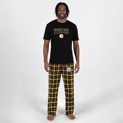 CONCEPTS SPORT Men's Concepts Sport Black Pittsburgh Steelers Highland Sleep Set 