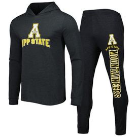 CONCEPTS SPORT Men's Concepts Sport Black/Charcoal Appalachian State Mountaineers Meter Pullover Hoodie & Pant Sleep Set 