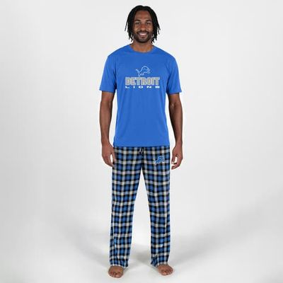 CONCEPTS SPORT Men's Concepts Sport Blue Detroit Lions Big & Tall Highland Sleep Set 