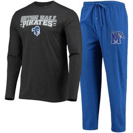 CONCEPTS SPORT Men's Concepts Sport Blue/Heathered Charcoal Seton Hall Pirates Meter Long Sleeve T-Shirt & Pants Sleep Set 