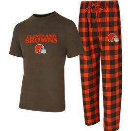 CONCEPTS SPORT Men's Concepts Sport Brown/Orange Cleveland Browns Avondale T-Shirt & Flannel Pants Set 