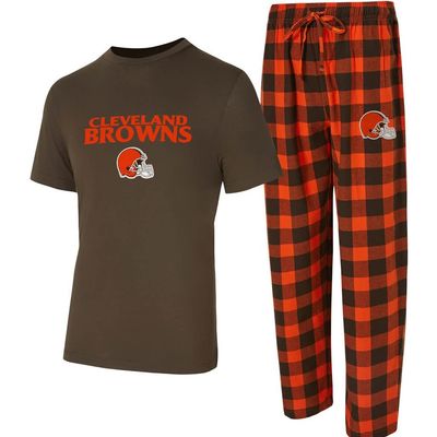 CONCEPTS SPORT Men's Concepts Sport Brown/Orange Cleveland Browns Avondale T-Shirt & Flannel Pants Set 