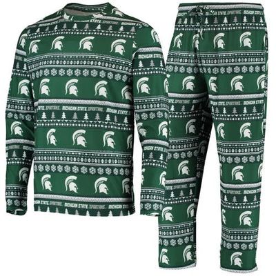 CONCEPTS SPORT Men's Concepts Sport Green Michigan State Spartans Ugly Sweater Knit Long Sleeve Top and Pant Set 