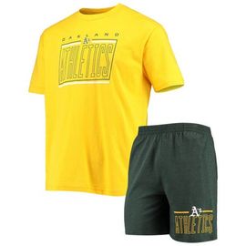 CONCEPTS SPORT Men's Concepts Sport Green/Gold Oakland Athletics Meter T-Shirt and Shorts Sleep Set 