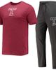 CONCEPTS SPORT Men's Concepts Sport Heathered Charcoal/Cherry Temple Owls Meter T-Shirt & Pants Sleep Set - 1