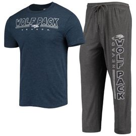 CONCEPTS SPORT Men's Concepts Sport Heathered Charcoal/Navy Nevada Wolf Pack Meter T-Shirt & Pants Sleep Set
