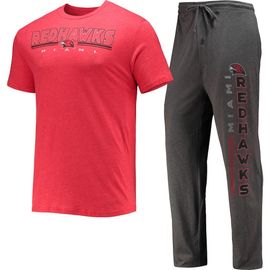 CONCEPTS SPORT Men's Concepts Sport Heathered Charcoal/Red Miami University RedHawks Meter T-Shirt & Pants Sleep Set