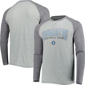 CONCEPTS SPORT Men's Concepts Sport Heathered Gray/Heathered Charcoal Charlotte FC Ledger Raglan Long Sleeve T-Shirt 