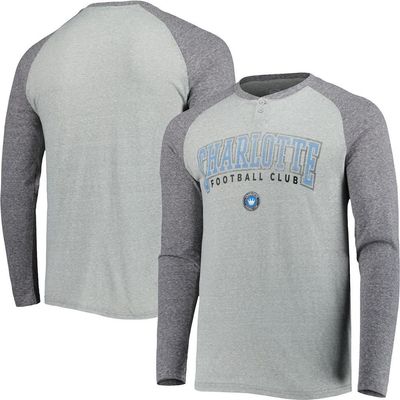 CONCEPTS SPORT Men's Concepts Sport Heathered Gray/Heathered Charcoal Charlotte FC Ledger Raglan Long Sleeve T-Shirt 